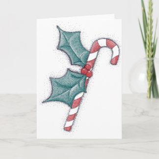 Tarjeta Festiva Pointillism del bastón de caramelo