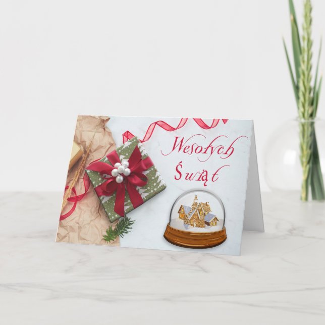 Tarjeta Festiva Polaco/Polski - Felices Navidad/Wesołych Świąt (Anverso)