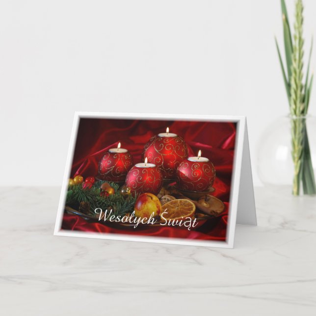 Tarjeta Festiva Polaco/Polski - Feliz Navidad/Wesołych Świąt (Anverso)