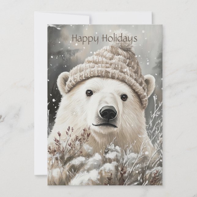 Tarjeta Festiva Polar Bear Christmas  (Anverso)