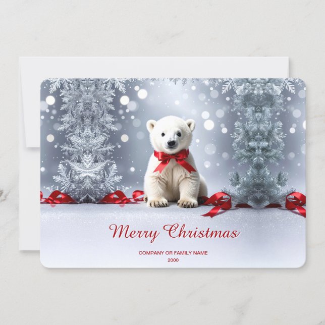 Tarjeta Festiva Polar Bear Christmas Holiday Card (Anverso)