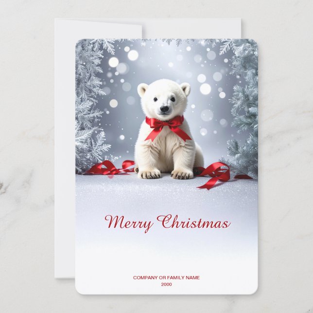 Tarjeta Festiva Polar Bear Christmas Holiday Card (Anverso)