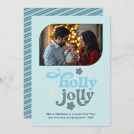 Tarjeta Festiva Polar Glow Modern Blue Christmas Photo