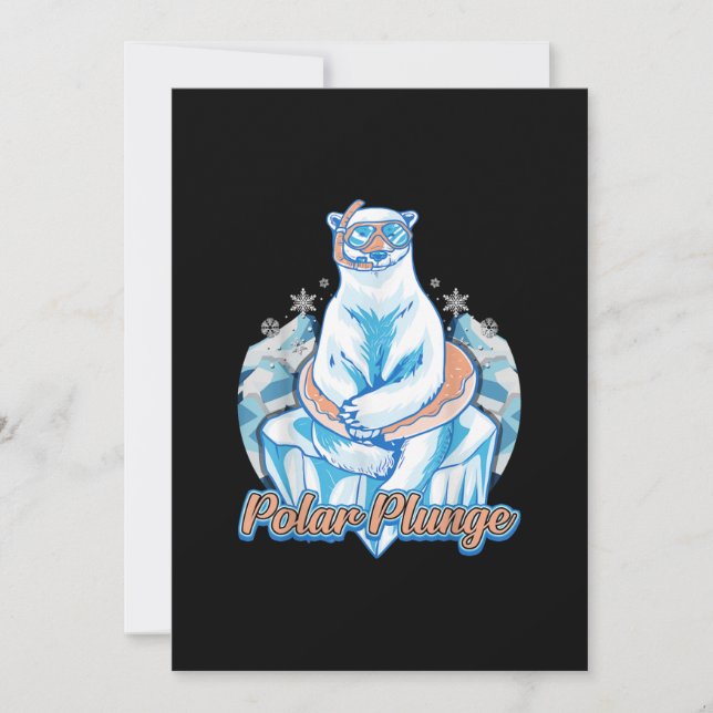 Tarjeta Festiva Polar Plunge Ice Jump Funny Bear Polar Winter Swim (Anverso)