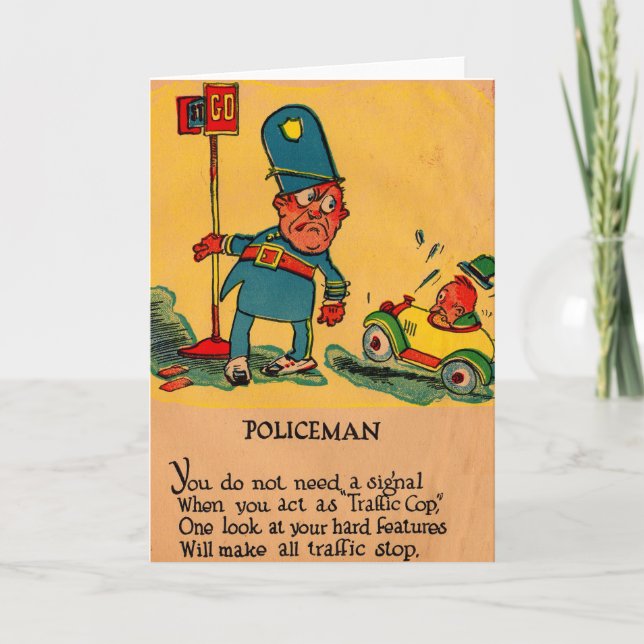 Tarjeta Festiva Policía valentina vinagre de los años 1930 (Anverso)