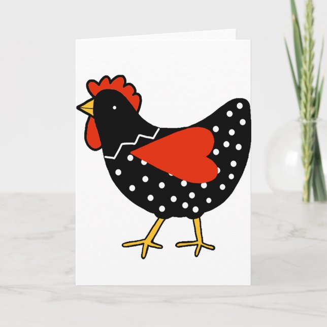 Tarjeta Festiva Polka Cute Dot Chicken (Anverso)