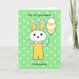 Tarjeta Festiva Polka Verde Punto Yellow Easter Bunny