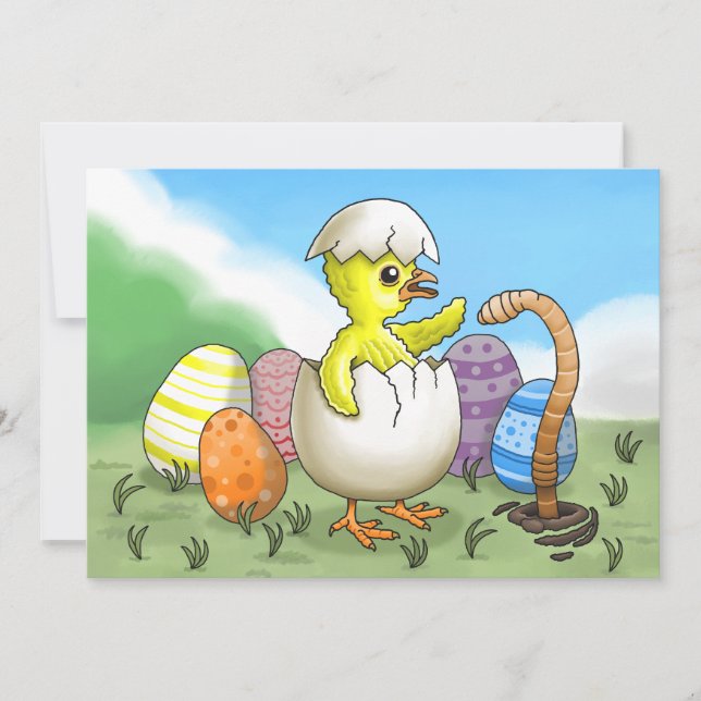 Tarjeta Festiva Pollito de Pascua (Anverso)