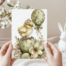 Pollito de Pascua Floral de Primavera Aquarela Ver