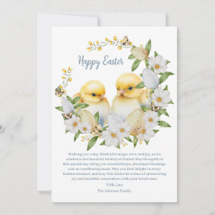 Tarjeta Festiva Pollito de Pascua Personalizado Acuarela