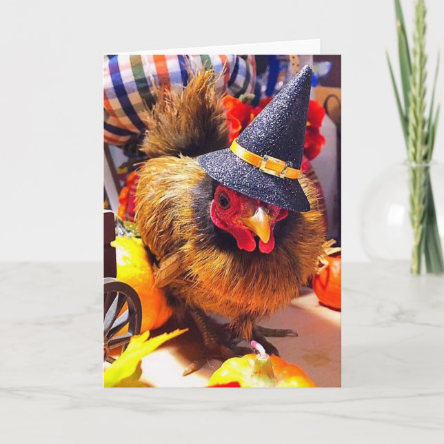 Tarjeta Festiva Pollo de Halloween (Anverso)