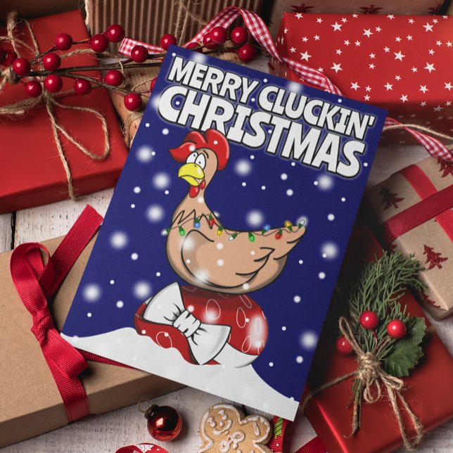 Tarjeta Festiva Pollo festivo para Navidades de Merry Cluckin (Subido por el creador)