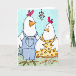 Tarjeta Festiva Pollo Mistletoe
