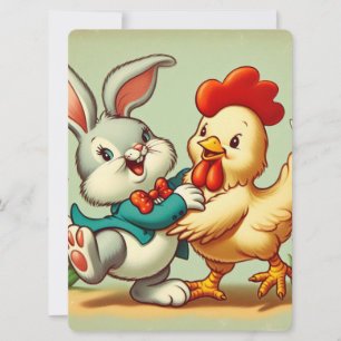 Tarjeta Festiva Pollo y conejo personalizado de carne