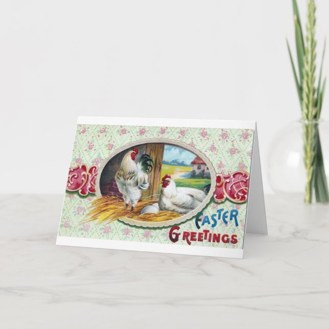 Tarjeta Festiva Pollos de saludos de Pascua (Anverso)