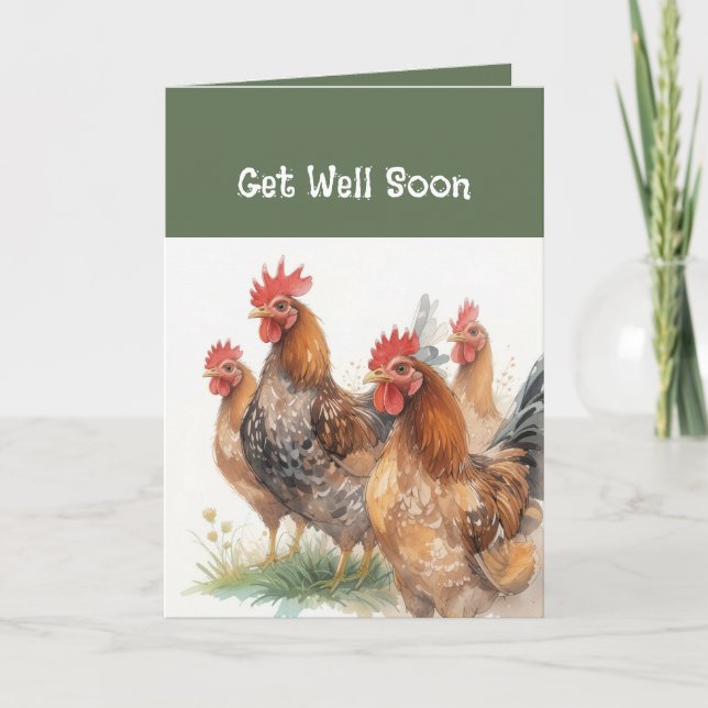 Tarjeta Festiva Pollos divertidos del grupo Todos nos ponemos bien (Anverso)