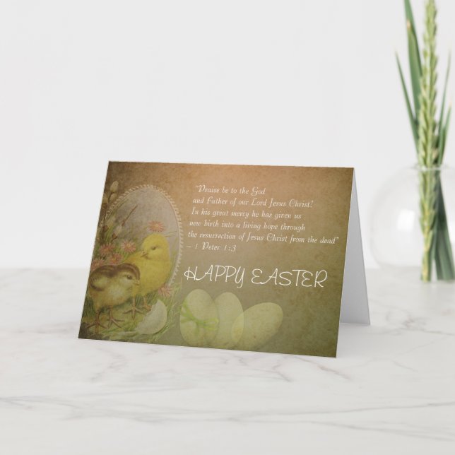 Tarjeta Festiva Pollos felices cristianos del verso de la biblia (Anverso)