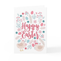 Pollos y flores felices de Pascua