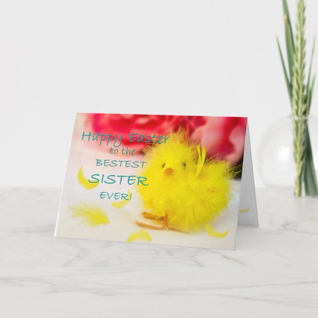 Tarjeta Festiva Polluelo de la HERMANA de Pascua (Anverso)