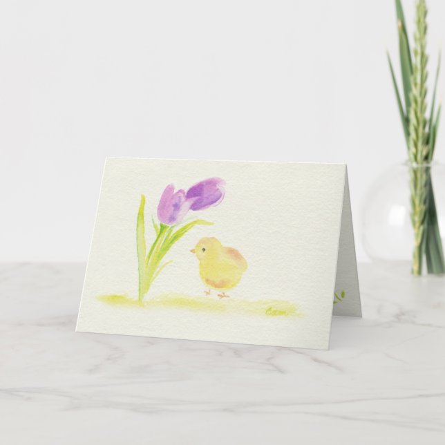Tarjeta Festiva Polluelo de Pascua (Anverso)