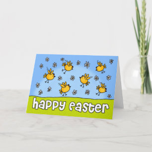 Tarjeta Festiva Polluelos felices de Pascua