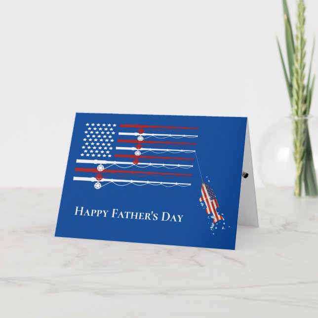 Tarjeta Festiva Pólveres de pesca de bandera para papá (Anverso)
