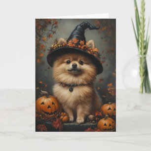 Tarjeta Festiva Pomerania Bruja Halloween