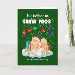 Tarjeta Festiva Pomerania cree en los Navidades de Santa Paws