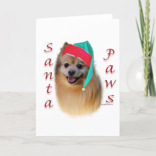 Tarjeta Festiva Pomerania Santa Paws
