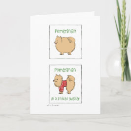 Tarjeta Festiva Pomerano en suéter de punto | Navidades divertidos