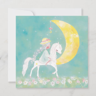 Tarjeta Festiva Poni Celestial Pastel y Luna Creciente
