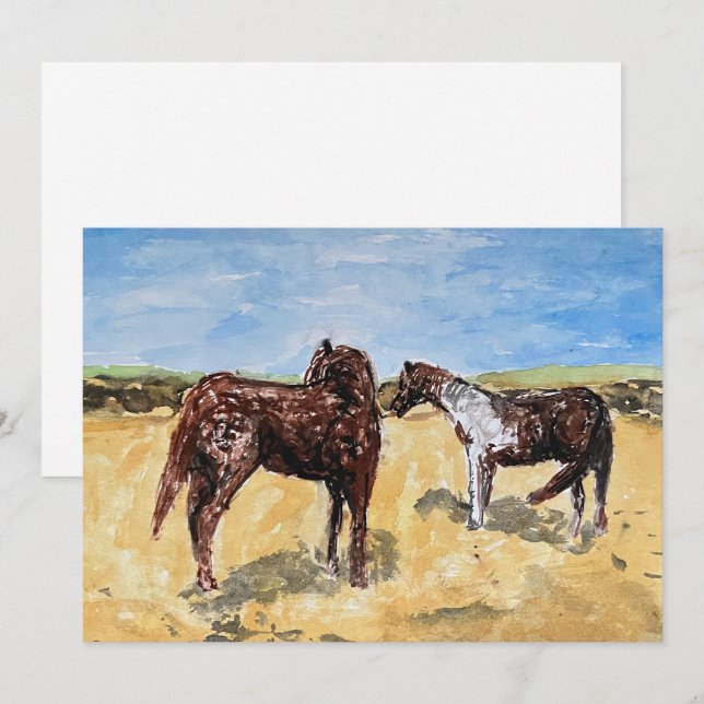 Tarjeta Festiva Ponis de Assateague (Anverso / Reverso)