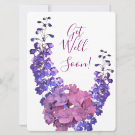 Tarjeta Festiva Ponte bien pronto bonito morado floral hermosa div