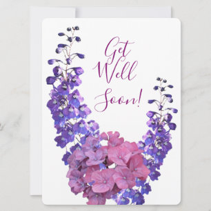 Tarjeta Festiva Ponte bien pronto bonito morado floral hermosa div