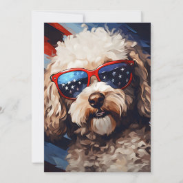 Tarjeta Festiva Poodle 4 de julio Día de la Independencia