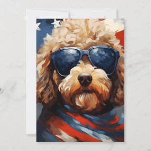 Tarjeta Festiva Poodle 4 de julio Día de la Independencia