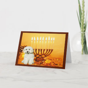 Tarjeta Festiva Poodle Chanukah Card Menorah
