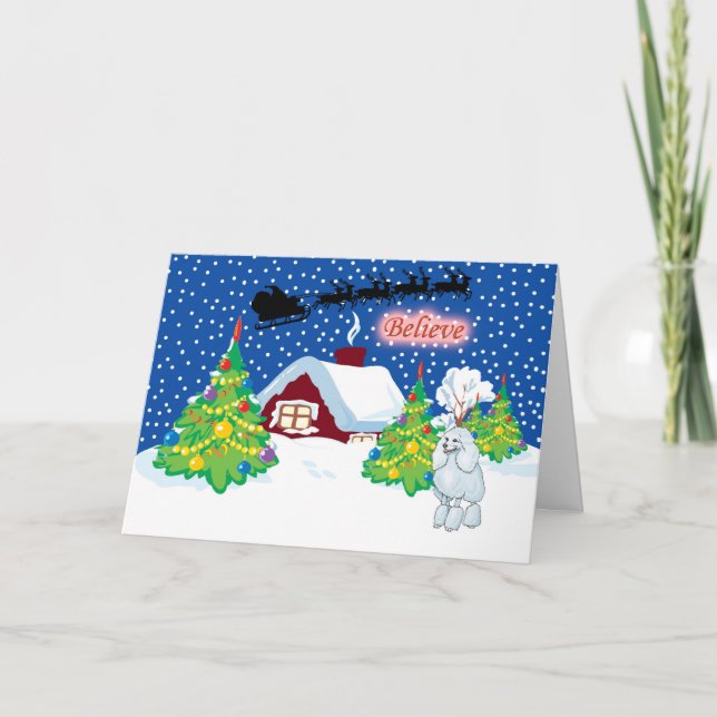 Tarjeta Festiva Poodle Cree En Santa Navidades (Anverso)
