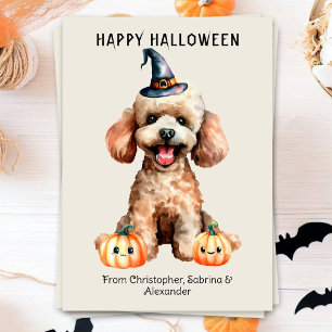 Tarjeta Festiva Poodle Dog Happy Halloween