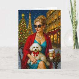 Tarjeta Festiva Poodle Holiday Card