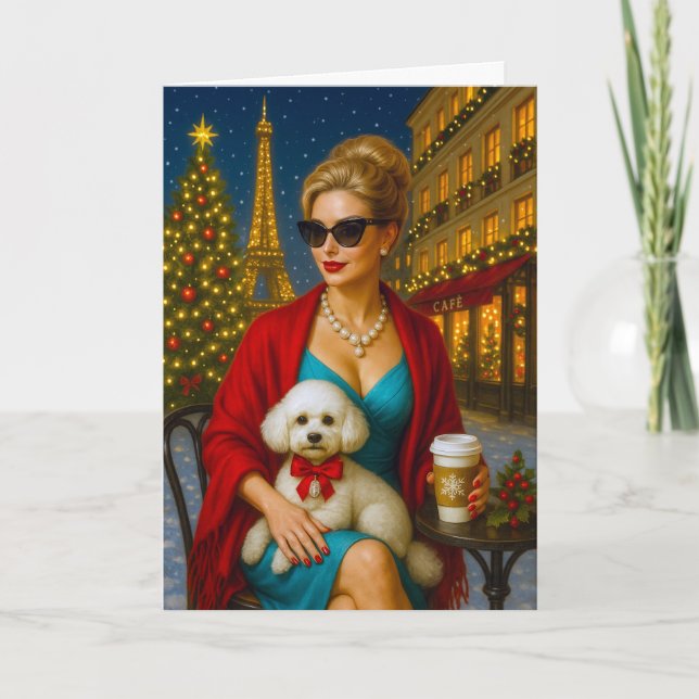 Tarjeta Festiva Poodle Holiday Card (Anverso)