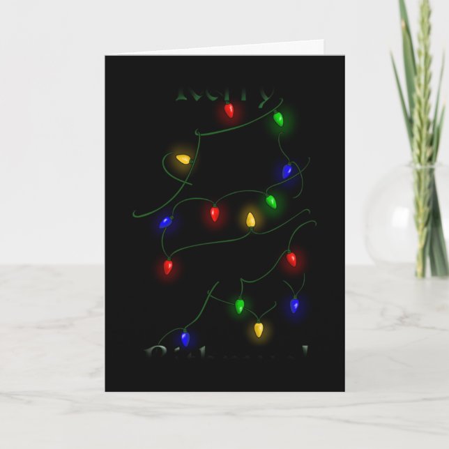 Tarjeta Festiva Poodle - Luces Navidades (Anverso)