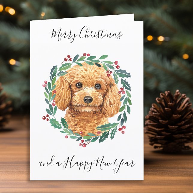 Tarjeta Festiva Poodle Merry Christmas Trendy Dog (Subido por el creador)