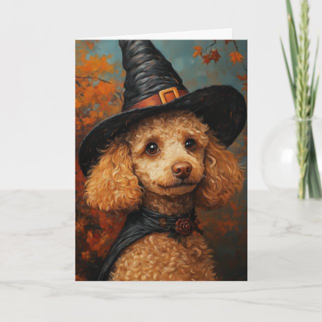 Tarjeta Festiva Poodle Pup Halloween (Anverso)