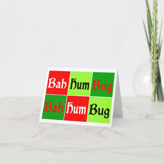 Tarjeta Festiva ¡Pop Art BAH HUMBUG! (Anverso)