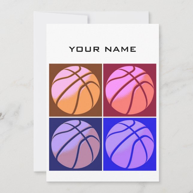 Tarjeta Festiva Pop Art Basketball Tu nombre (Anverso)