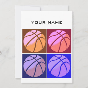 Tarjeta Festiva Pop Art Basketball Tu nombre