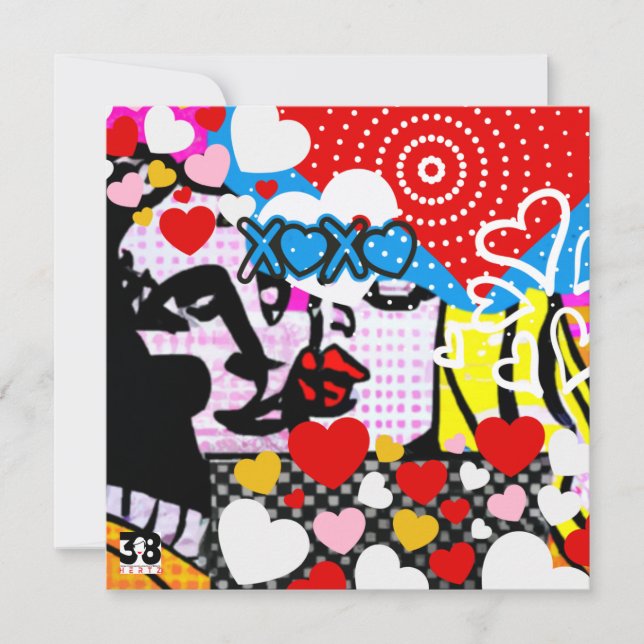 Tarjeta Festiva Pop Art Valentine (Anverso)