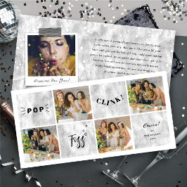 Tarjeta Festiva Pop Fizz Clink Año Nuevo Bloquea 4 Collages de fot