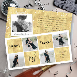 Tarjeta Festiva Pop Fizz Clink Año Nuevo Bloquea 4 Collages de fot